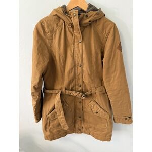 The North Face Fleece Lined Hooded Trench Jacket Wheat Women's Size Small Canvas
